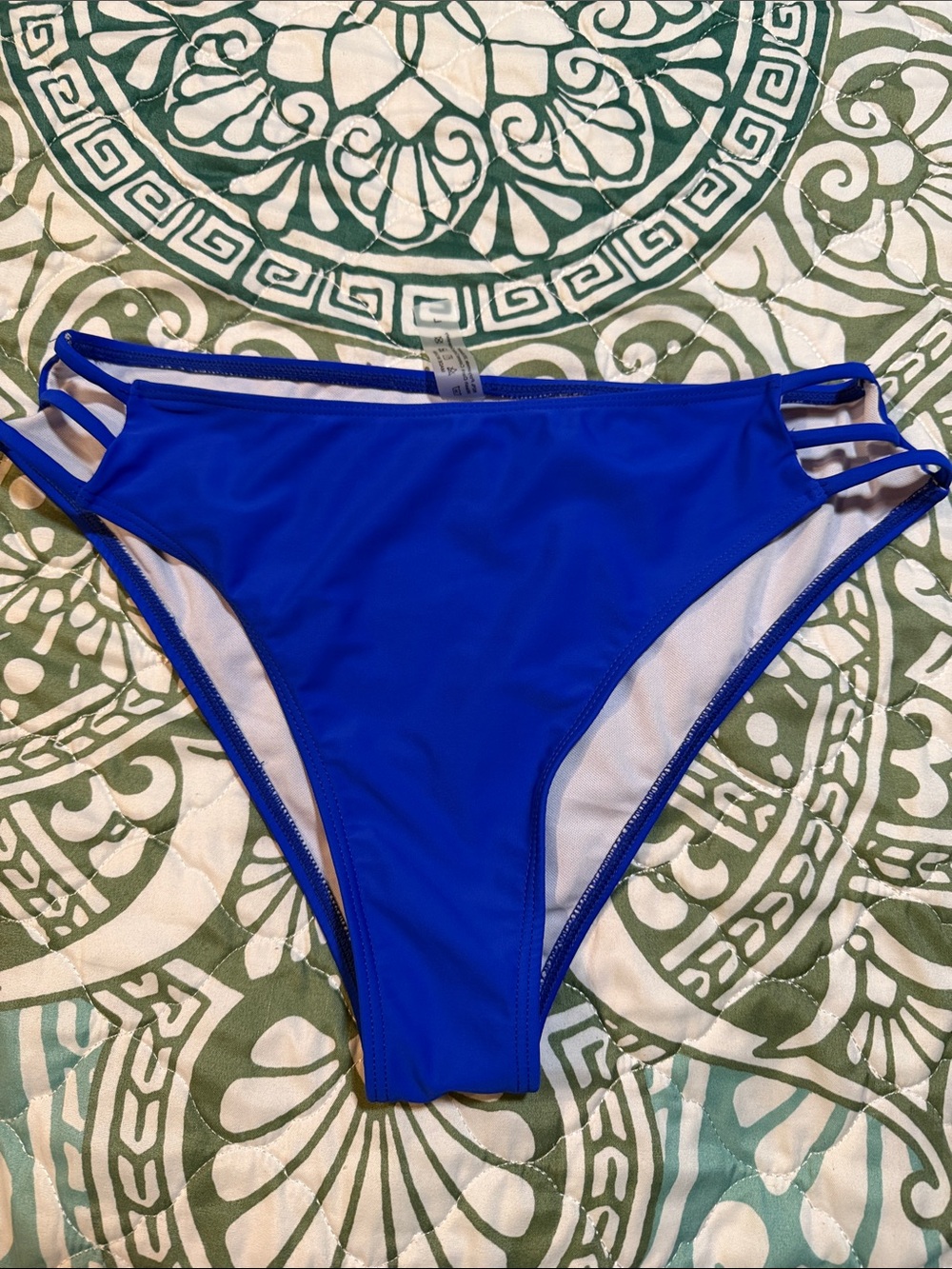 New SHEIN Royal Blue High-Cut Bikini Bottom with Double Side Straps